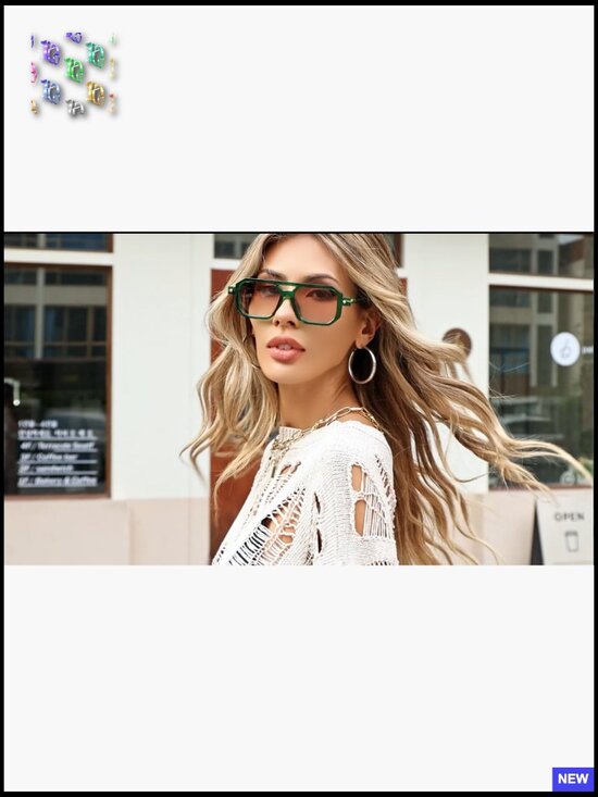 Trendy Retro Aviator Square Sunglasses for Women Men UV Protection Classic main image 7